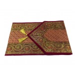 Indian Silk Table Runner with 6 Placemats & 6 Coaster in Maroon Color Size 16x62